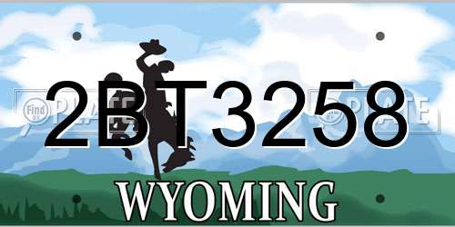 2BT3258 Wyoming License Plate