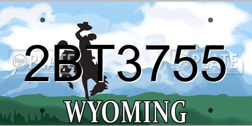 2BT3755 Wyoming License Plate