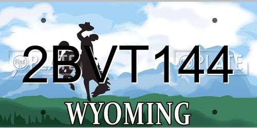 2BVT144 Wyoming License Plate