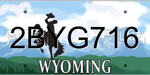 2BYG716 Wyoming License Plate