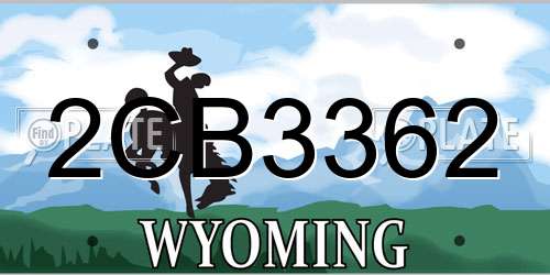 2CB3362 Wyoming License Plate