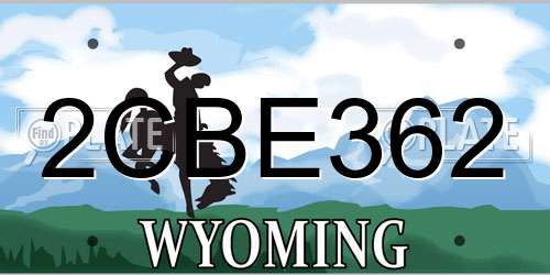2CBE362 Wyoming License Plate