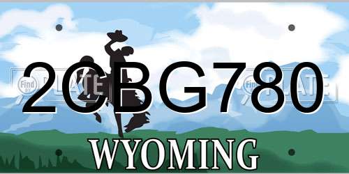 2CBG780 Wyoming License Plate