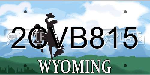 2CVB815 Wyoming License Plate