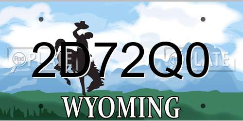 2D72Q0 Wyoming License Plate