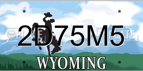 2D75M5 Wyoming License Plate