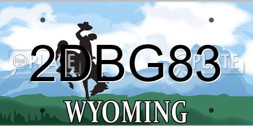 2DBG83 Wyoming License Plate