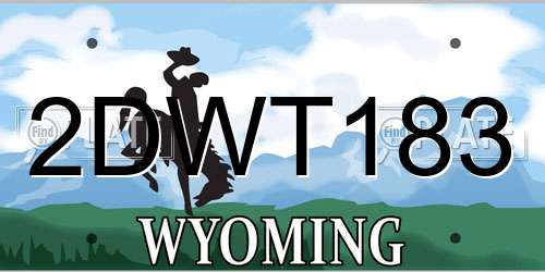 2DWT183 Wyoming License Plate