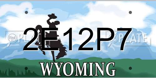 2E12P7 Wyoming License Plate