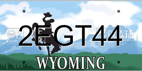 2EGT44 Wyoming License Plate