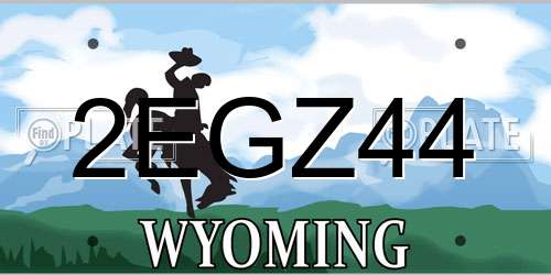2EGZ44 Wyoming License Plate