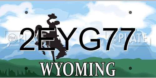 2EYG77 Wyoming License Plate