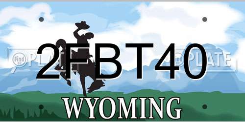 2FBT40 Wyoming License Plate
