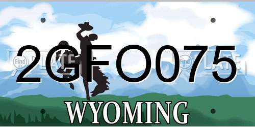 2GFO075 Wyoming License Plate