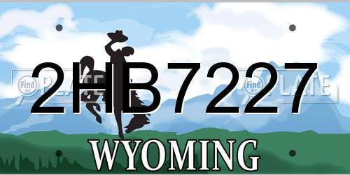 2HB7227 Wyoming License Plate