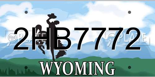 2HB7772 Wyoming License Plate
