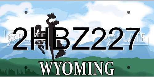 2HBZ227 Wyoming License Plate