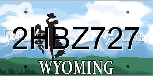 2HBZ727 Wyoming License Plate