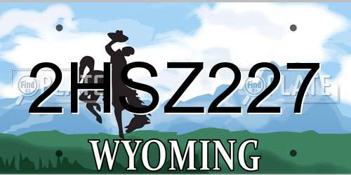 2HSZ227 Wyoming License Plate