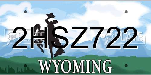 2HSZ722 Wyoming License Plate