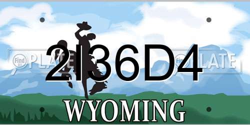2I36D4 Wyoming License Plate