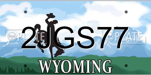 2JGS77 Wyoming License Plate
