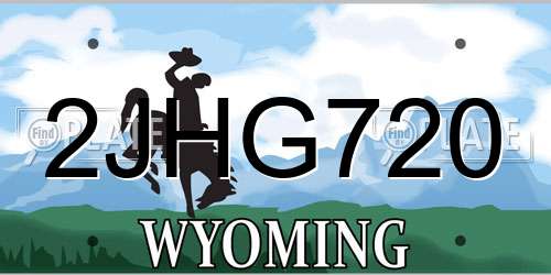 2JHG720 Wyoming License Plate