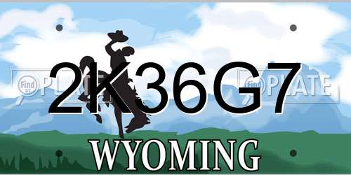 2K36G7 Wyoming License Plate