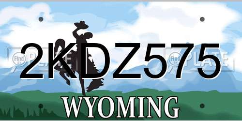 2KDZ575 Wyoming License Plate