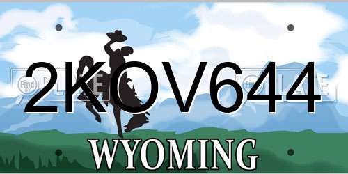 2KOV644 Wyoming License Plate