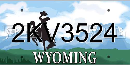 2KV3524 Wyoming License Plate