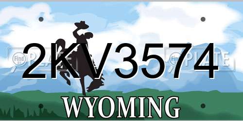 2KV3574 Wyoming License Plate