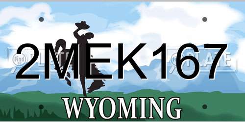 2MEK167 Wyoming License Plate