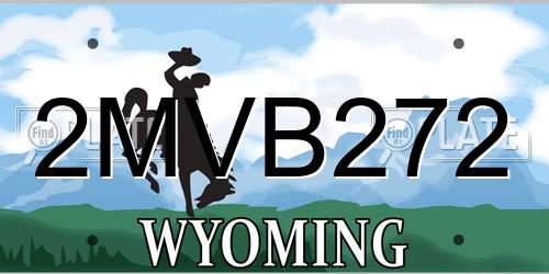 2MVB272 Wyoming License Plate