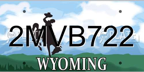 2MVB722 Wyoming License Plate