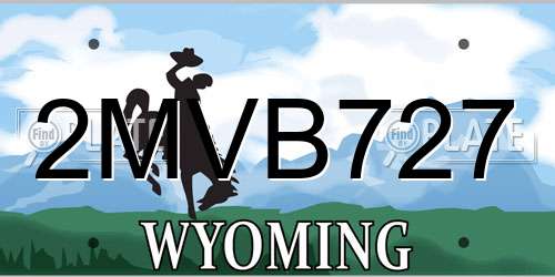 2MVB727 Wyoming License Plate