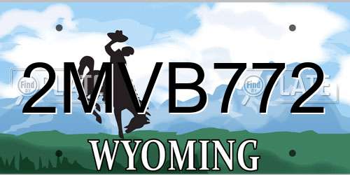 2MVB772 Wyoming License Plate