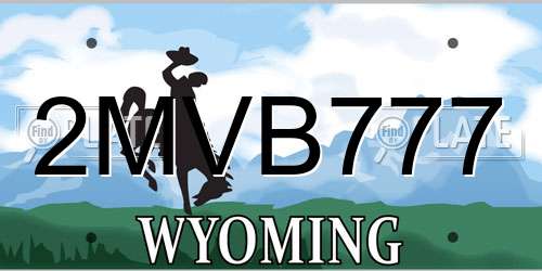 2MVB777 Wyoming License Plate
