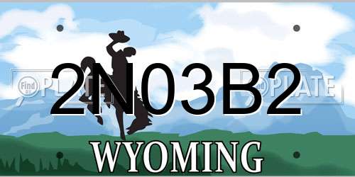 2N03B2 Wyoming License Plate