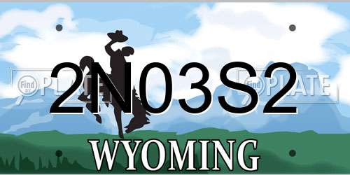2N03S2 Wyoming License Plate