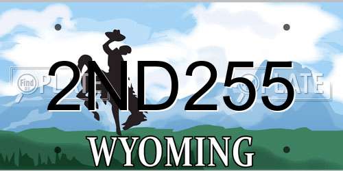 2ND255 Wyoming License Plate