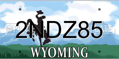 2NDZ85 Wyoming License Plate