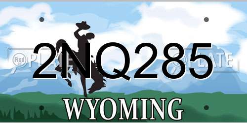 2NQ285 Wyoming License Plate