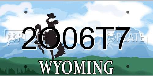 2O06T7 Wyoming License Plate