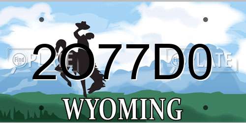 2O77D0 Wyoming License Plate