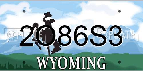 2O86S3 Wyoming License Plate