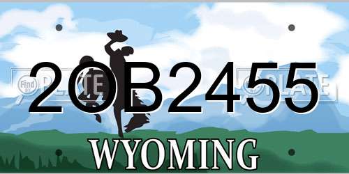 2OB2455 Wyoming License Plate