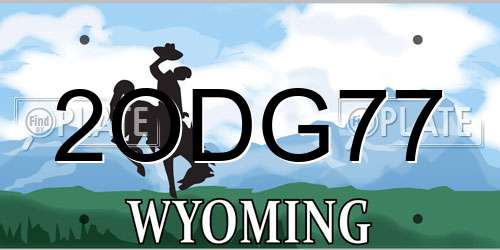 2ODG77 Wyoming License Plate