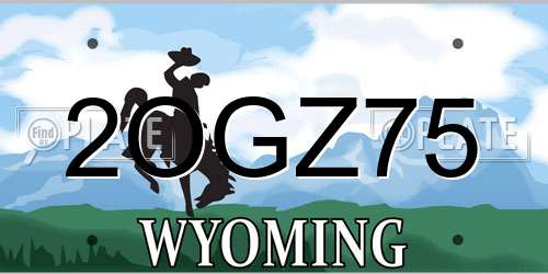 2OGZ75 Wyoming License Plate