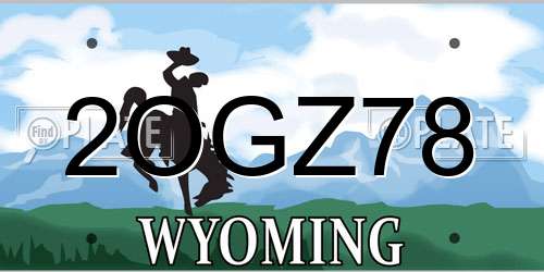 2OGZ78 Wyoming License Plate